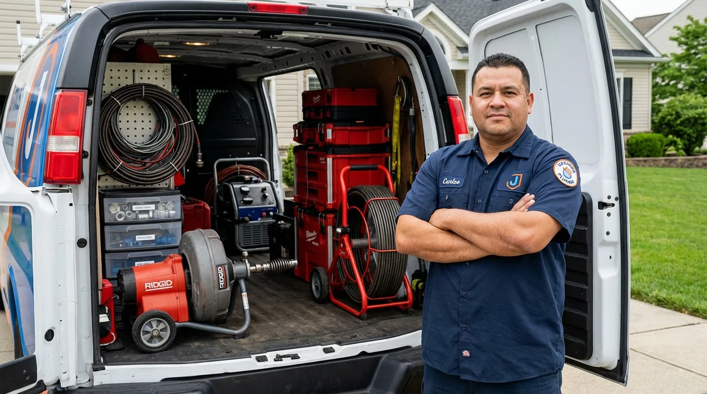 Professional drain cleaning equipment and Johns Plumbing LLC plumber in Naples